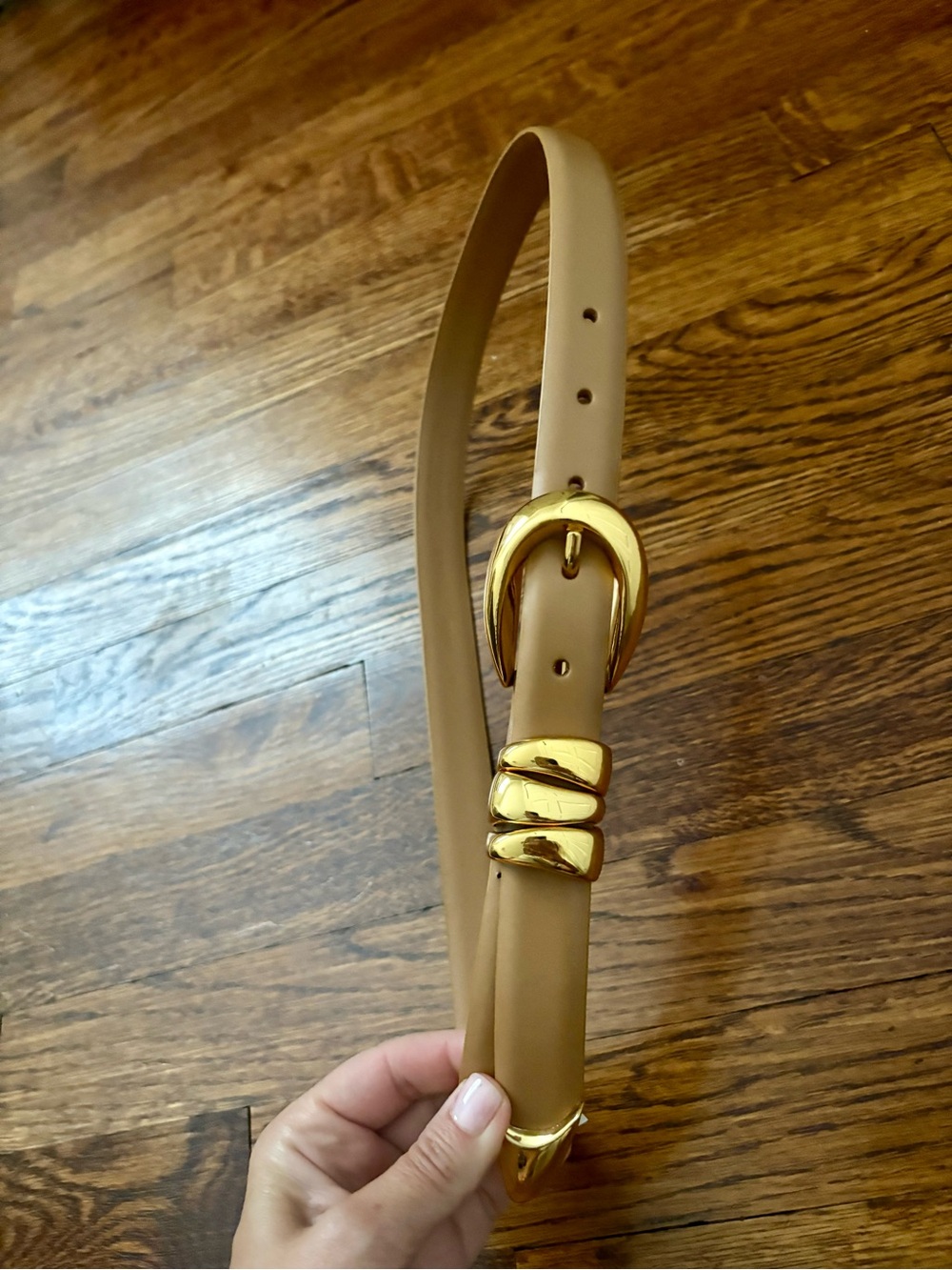 Madewell: Gold-Trim Tan Women’s Leather Belt